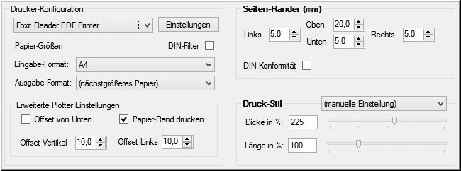 DIN-Druckeinstellungen