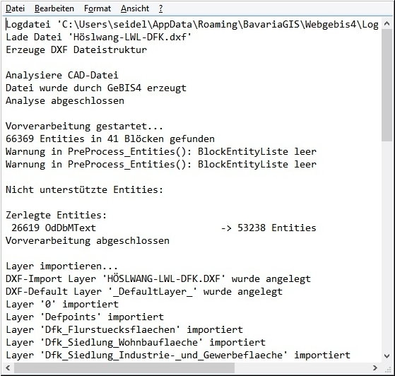 DXF-Import-Protokoll