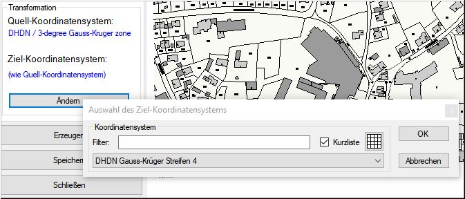 Export-Koordinatentransformation