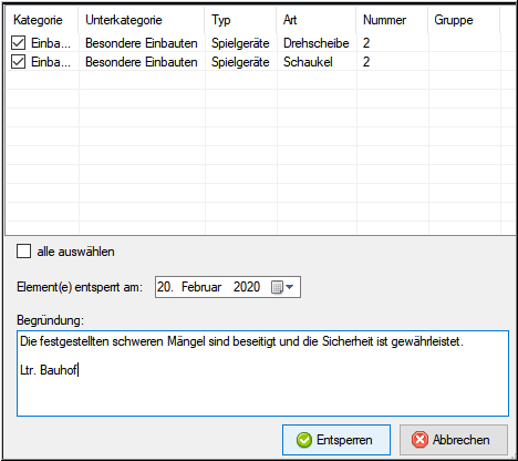 GFK-Anlagenelement-entsperren