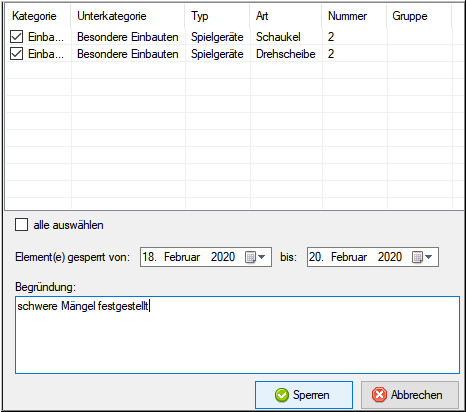 GFK-Sperrung-Anlagenelement