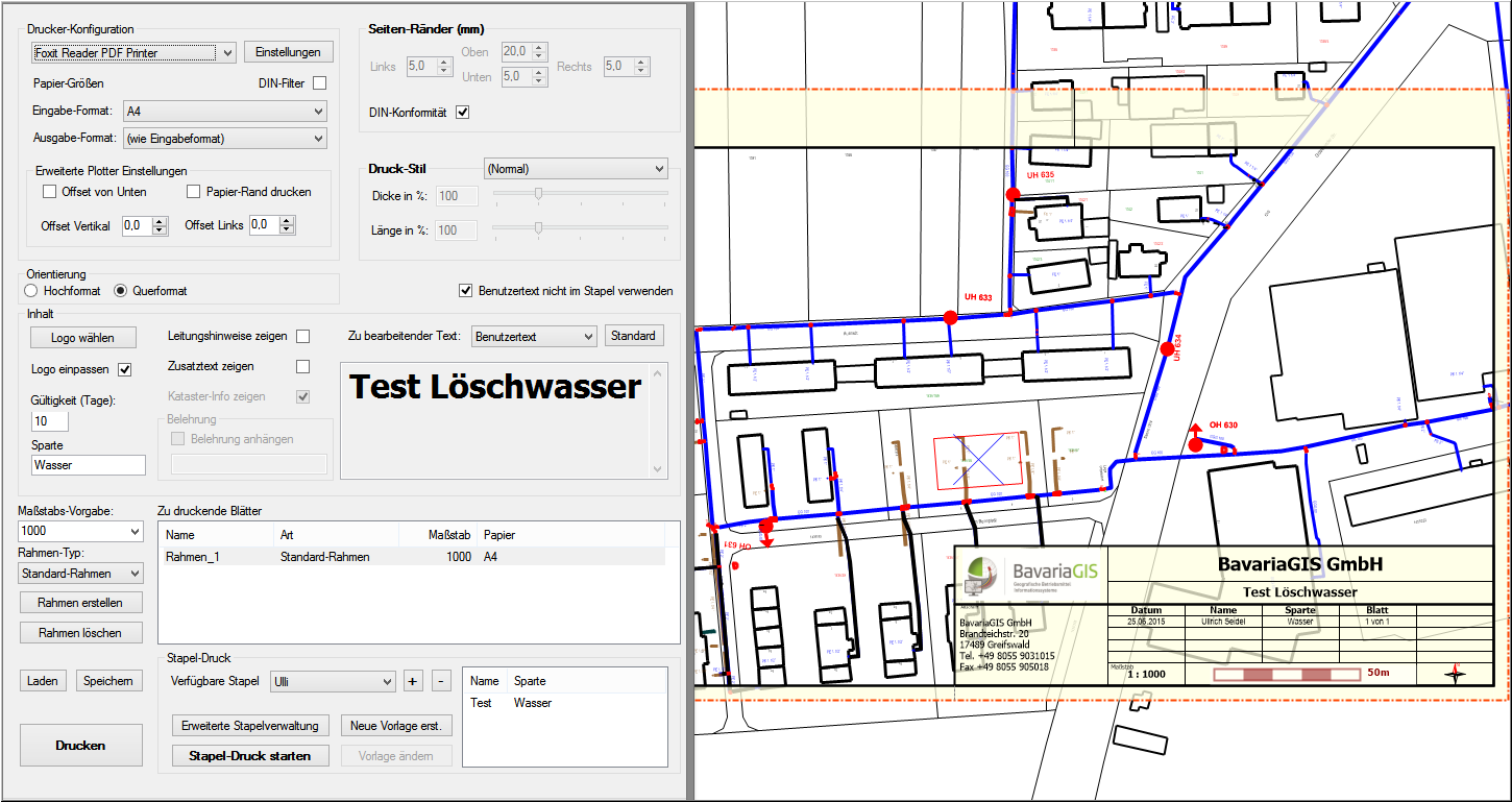 Löschwasser-Planausdruck