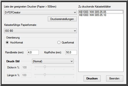 Katasterplott-Druckdialog