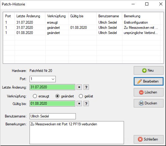 LWL-Fasermanagement-Patchhistorie