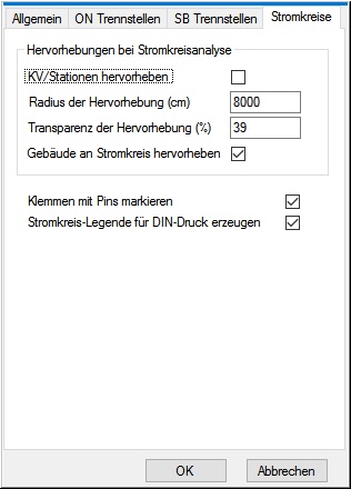 Netzanalyse-Einstellungen-Stromkreise